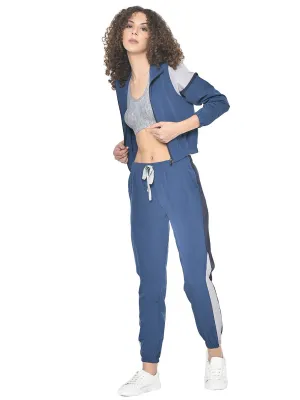 AmericanElm Women's Blue Stretchable Stylish Tracksuits