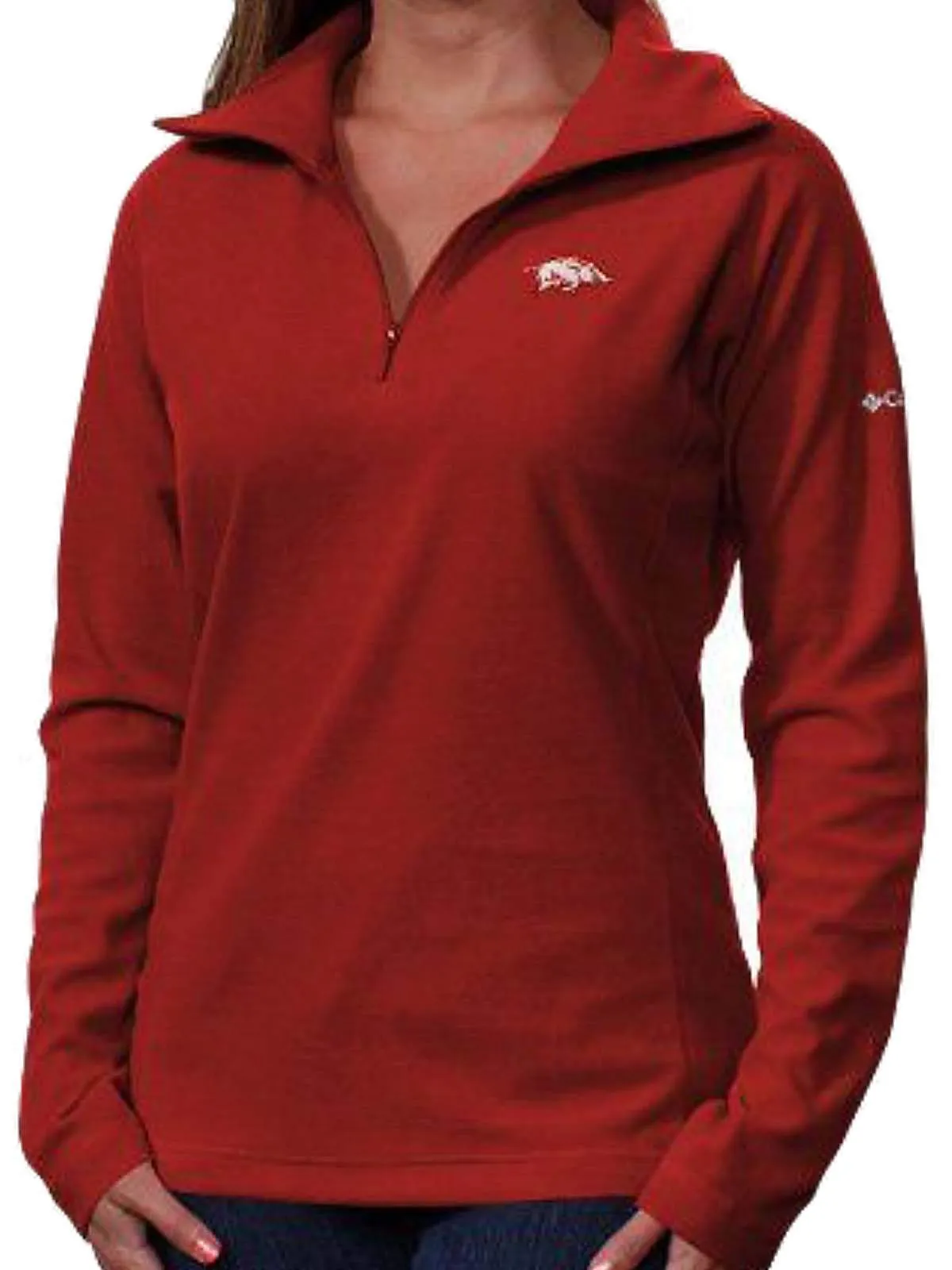 Arkansas Razorbacks Columbia WOMEN Red Glacial 1/4 Zip Up Fleece Pullover (L)