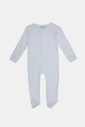 Baby White Printed Sleepsuit Set (Pack Of 2)