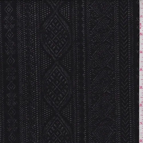 Black Jacquard Deco Stripe Jersey Knit Fabric