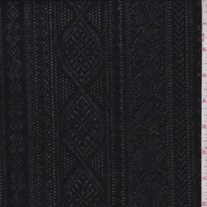 Black Jacquard Deco Stripe Jersey Knit Fabric