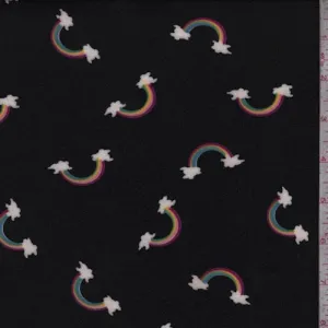 Black Rainbow Double Brushed Jersey Knit Fabric