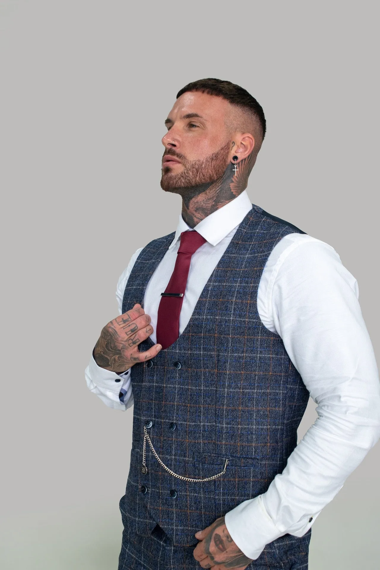 Bonita Blue Check Three Piece Suit