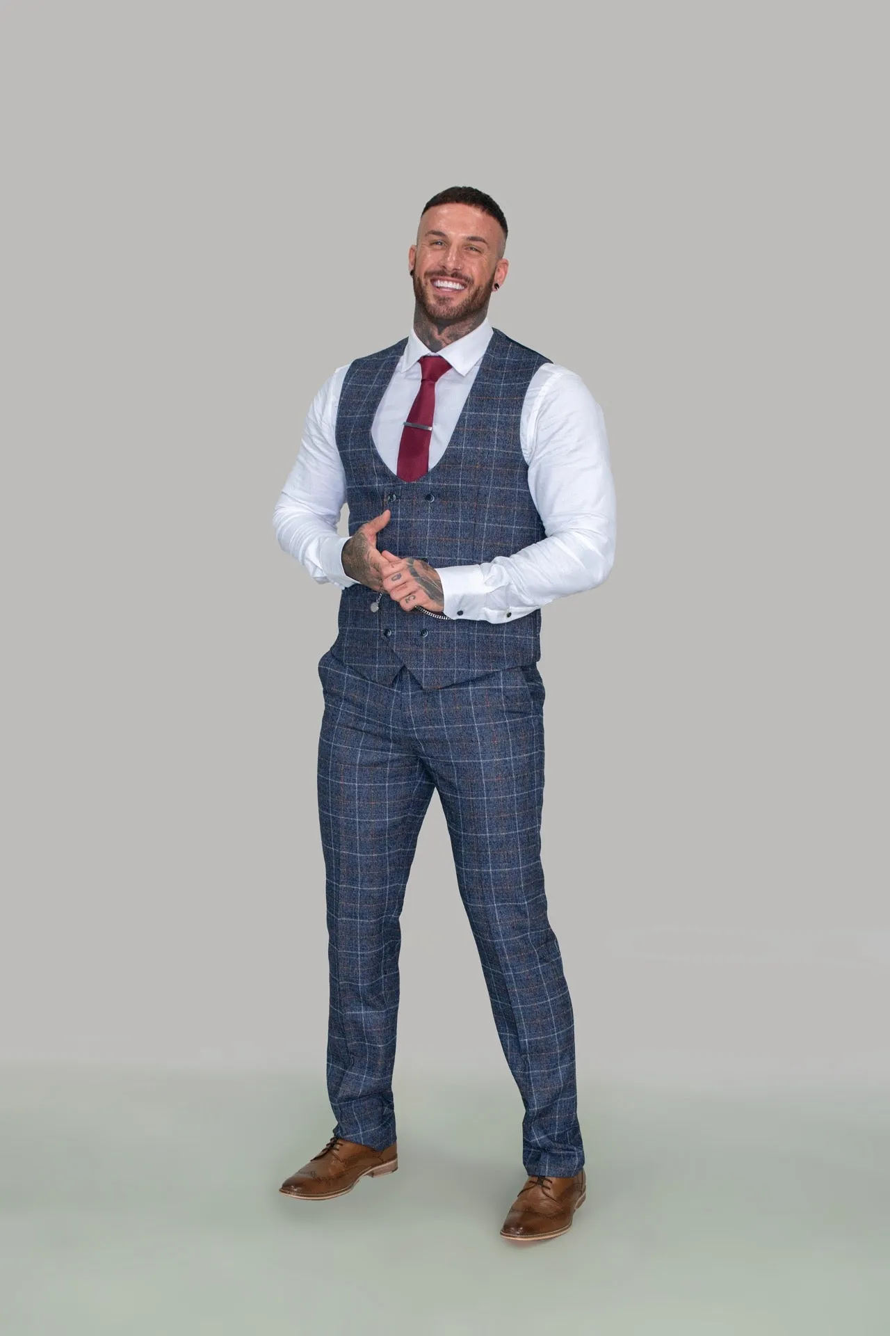 Bonita Blue Check Three Piece Suit