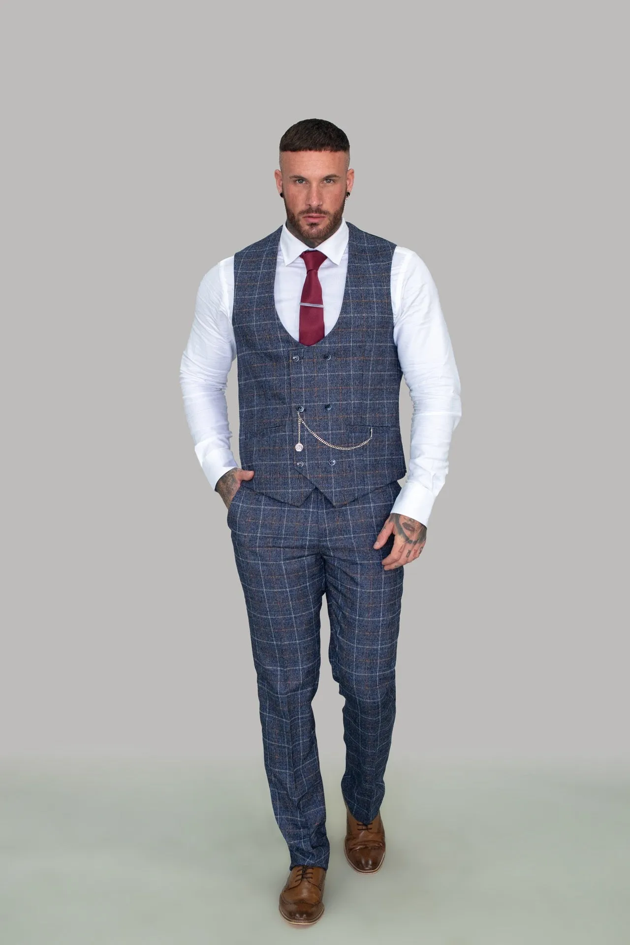 Bonita Blue Check Three Piece Suit