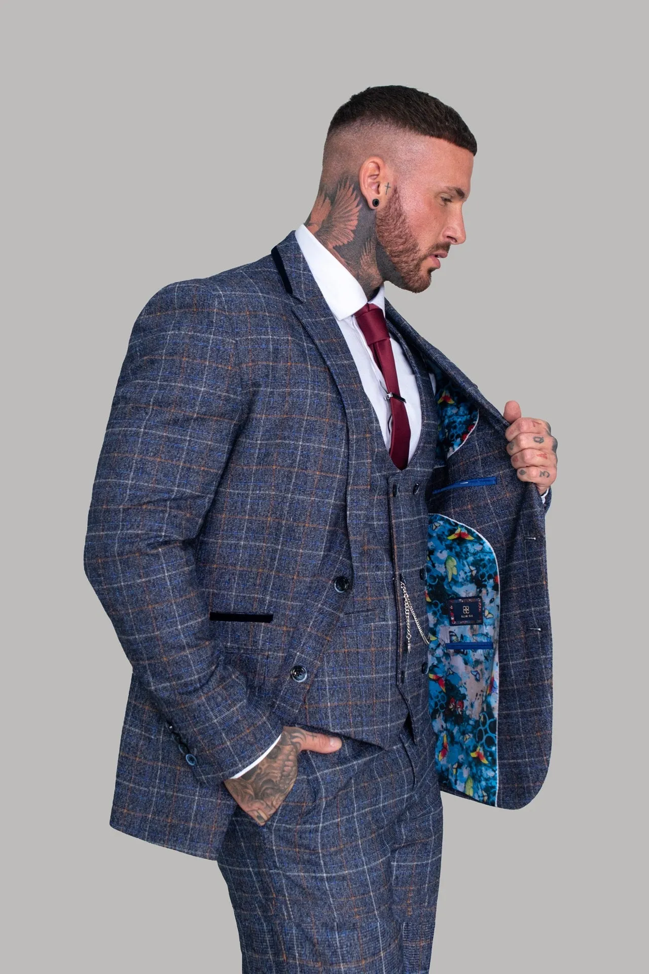 Bonita Blue Check Three Piece Suit