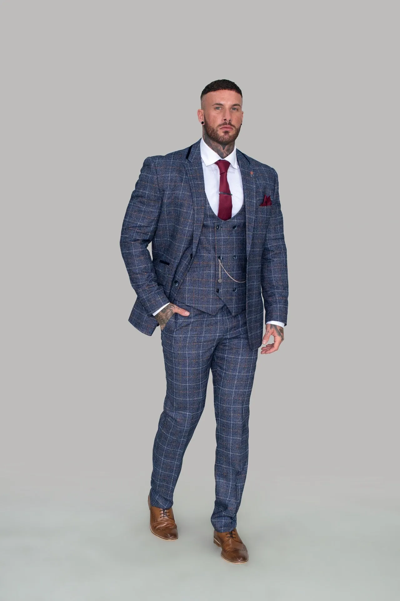 Bonita Blue Check Three Piece Suit