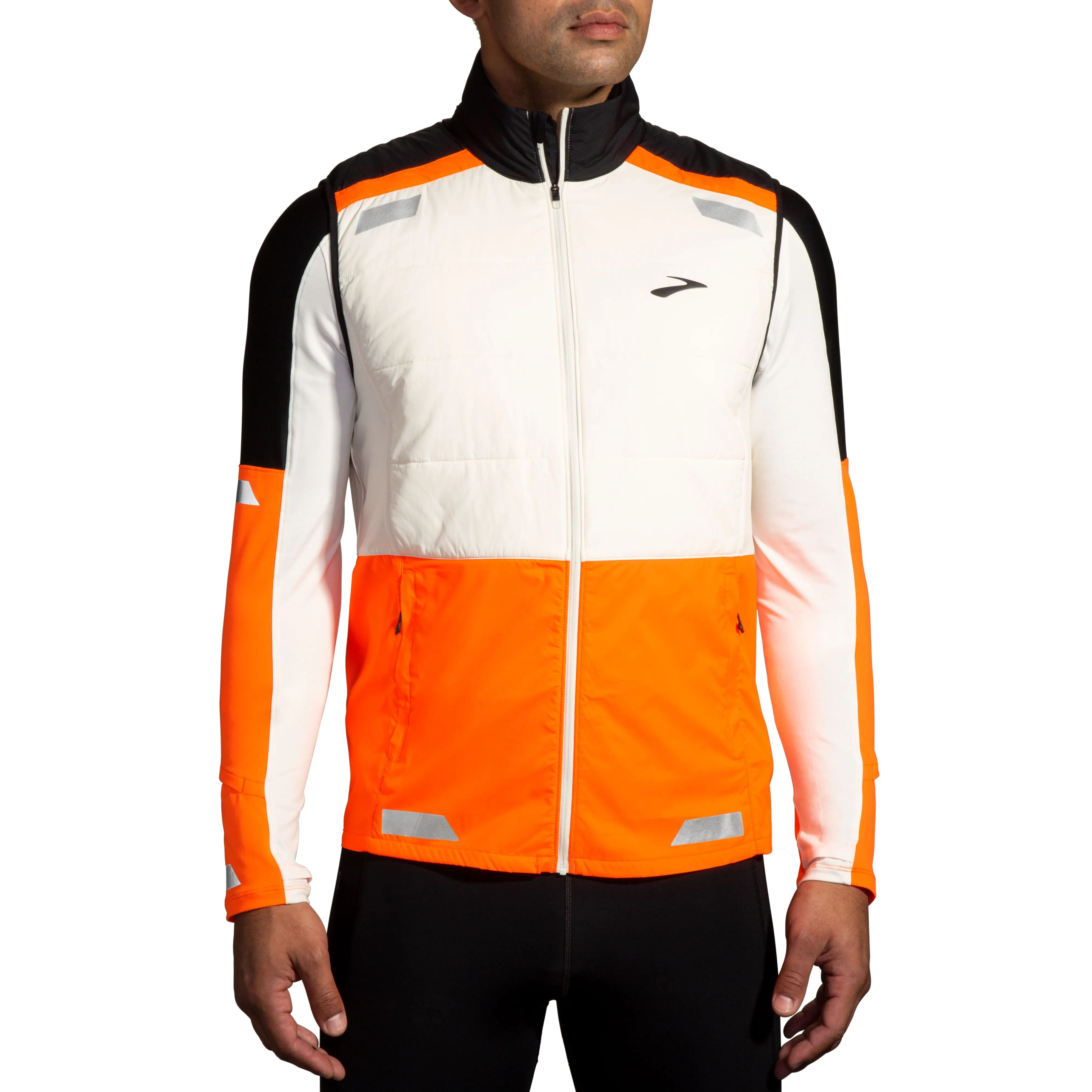 Brooks | Run Visible Insulated Vest 2.0 | Men's | Ecru/Fluoro Flash/Black