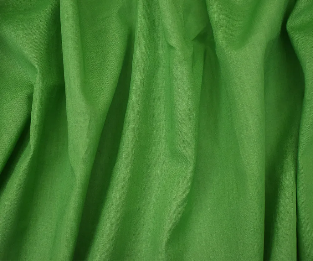 Green Cotton Solid Batiste Woven Fabric