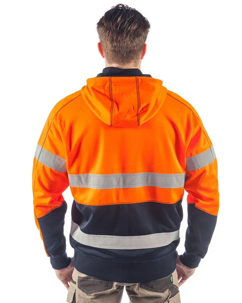 Hi Vis Taped Fleece Hoodie - Orange/Navy