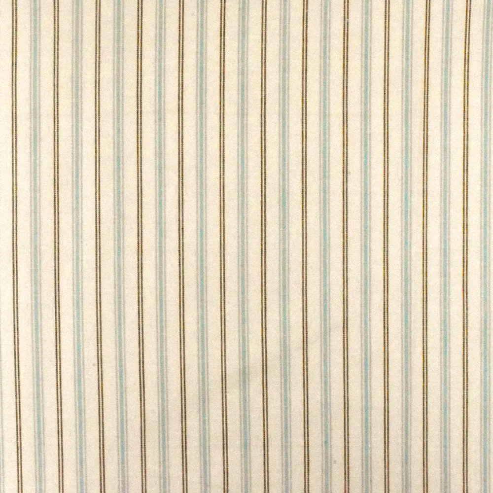 Ivory-Brown-Blue Stripe Stretch Cotton Woven Shirting Fabric