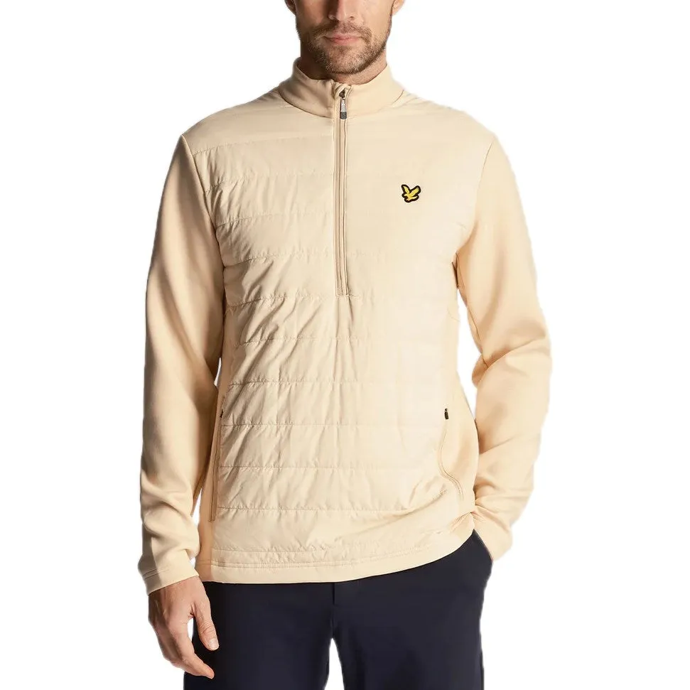 Lyle & Scott Baffle Quilted Quarter Zip Golf Midlayer - Sand Dune