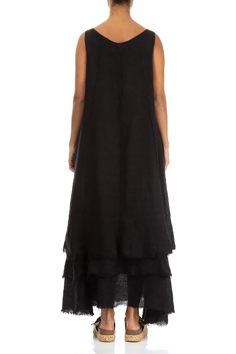 Maxi Black Gauze Linen Dress