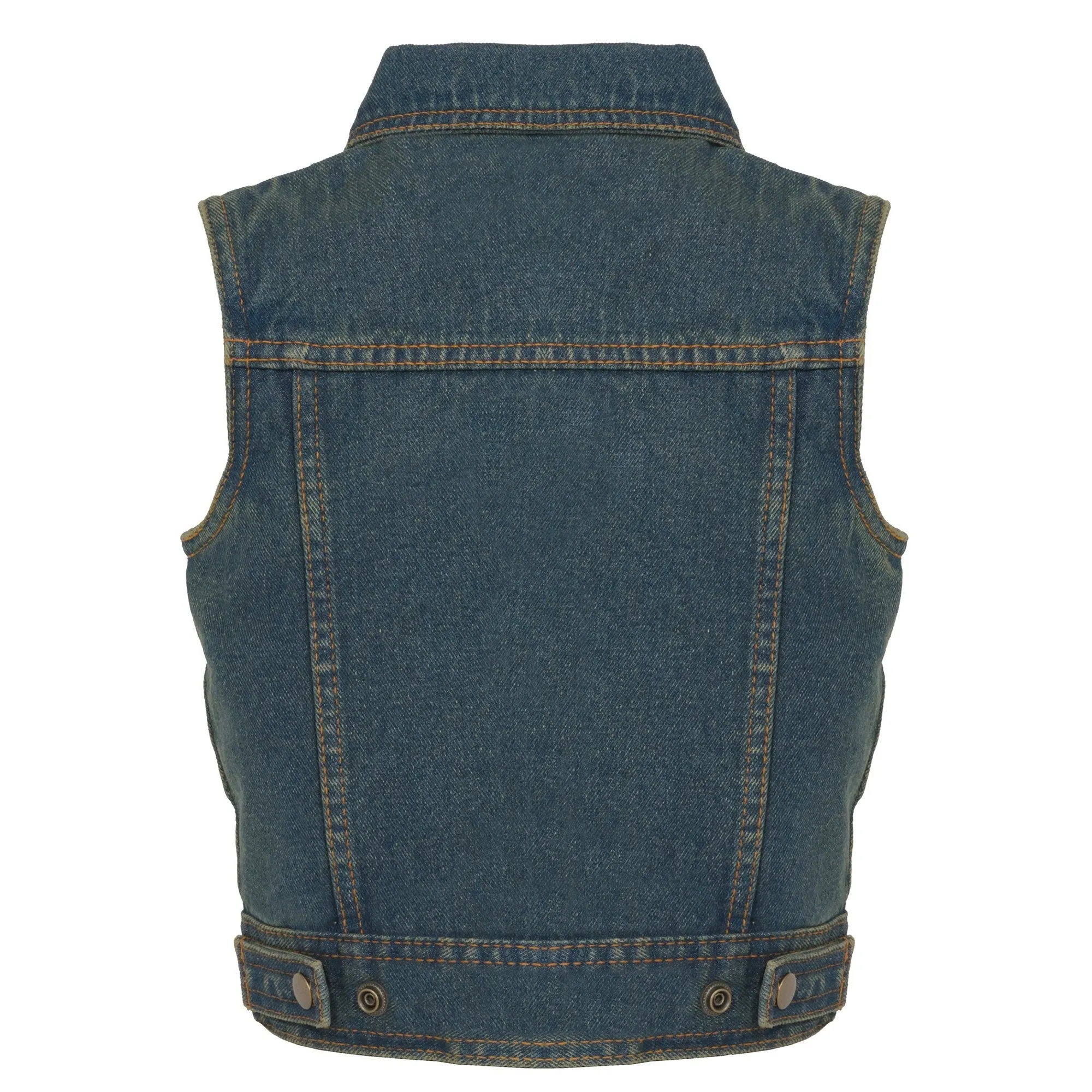 Milwaukee Leather MDK3910 Blue Unisex-Child Kids Denim Snap Front Vest with Shirt Style Collar