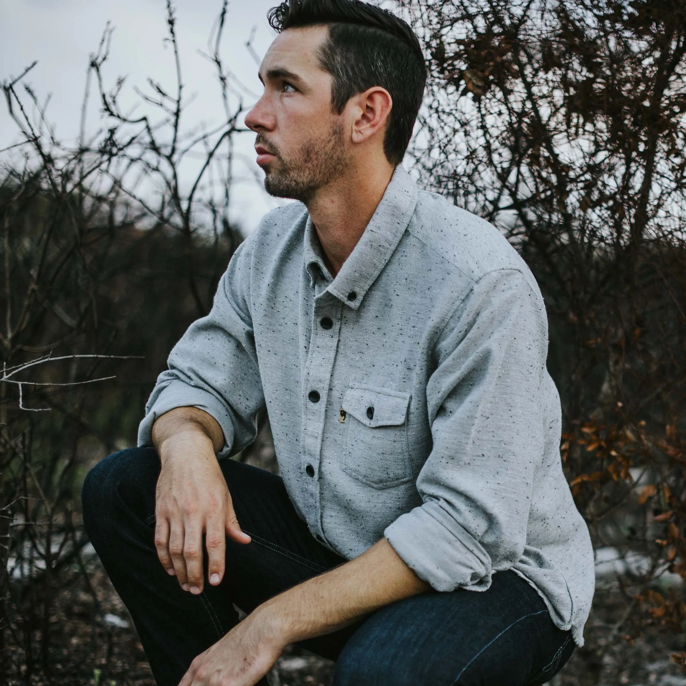 Murphy Fleck Cotton Shirt | Moonshine Gray