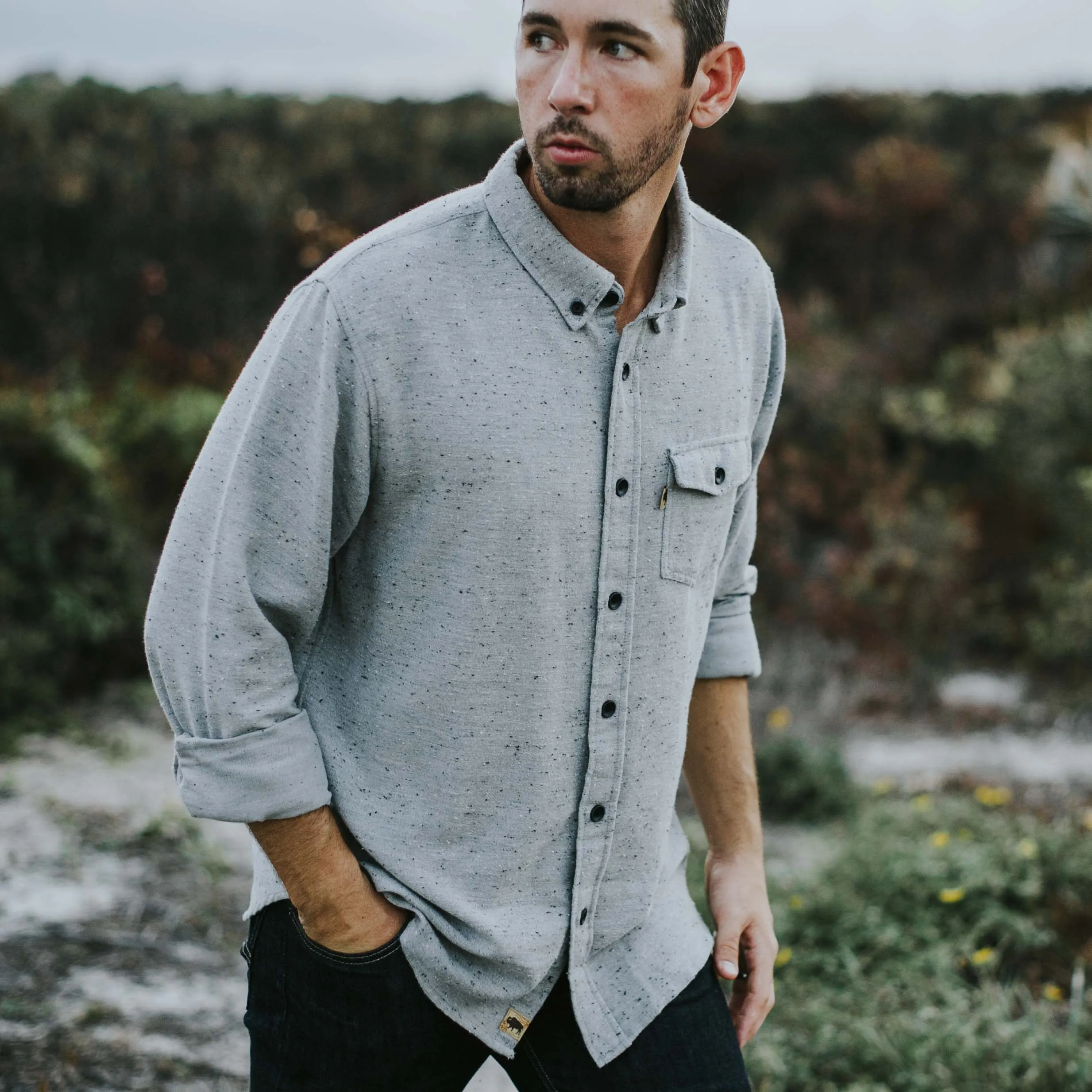 Murphy Fleck Cotton Shirt | Moonshine Gray