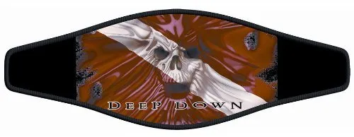 New Comfortable Neoprene Strap Wrapper for Your Scuba Diving & Snorkeling Mask - Skull on Dive Flag (Deep Down)