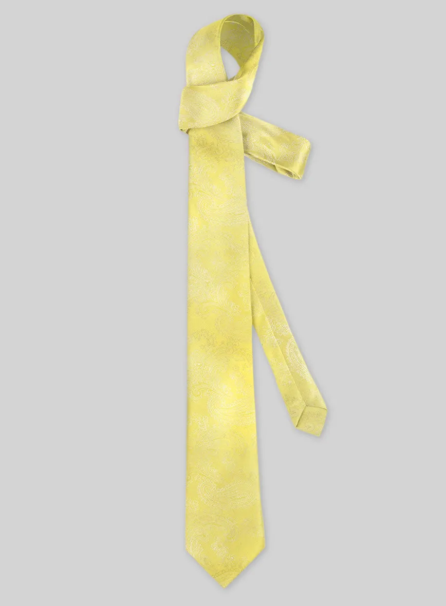 Paisley Neon Yellow Satin Tie