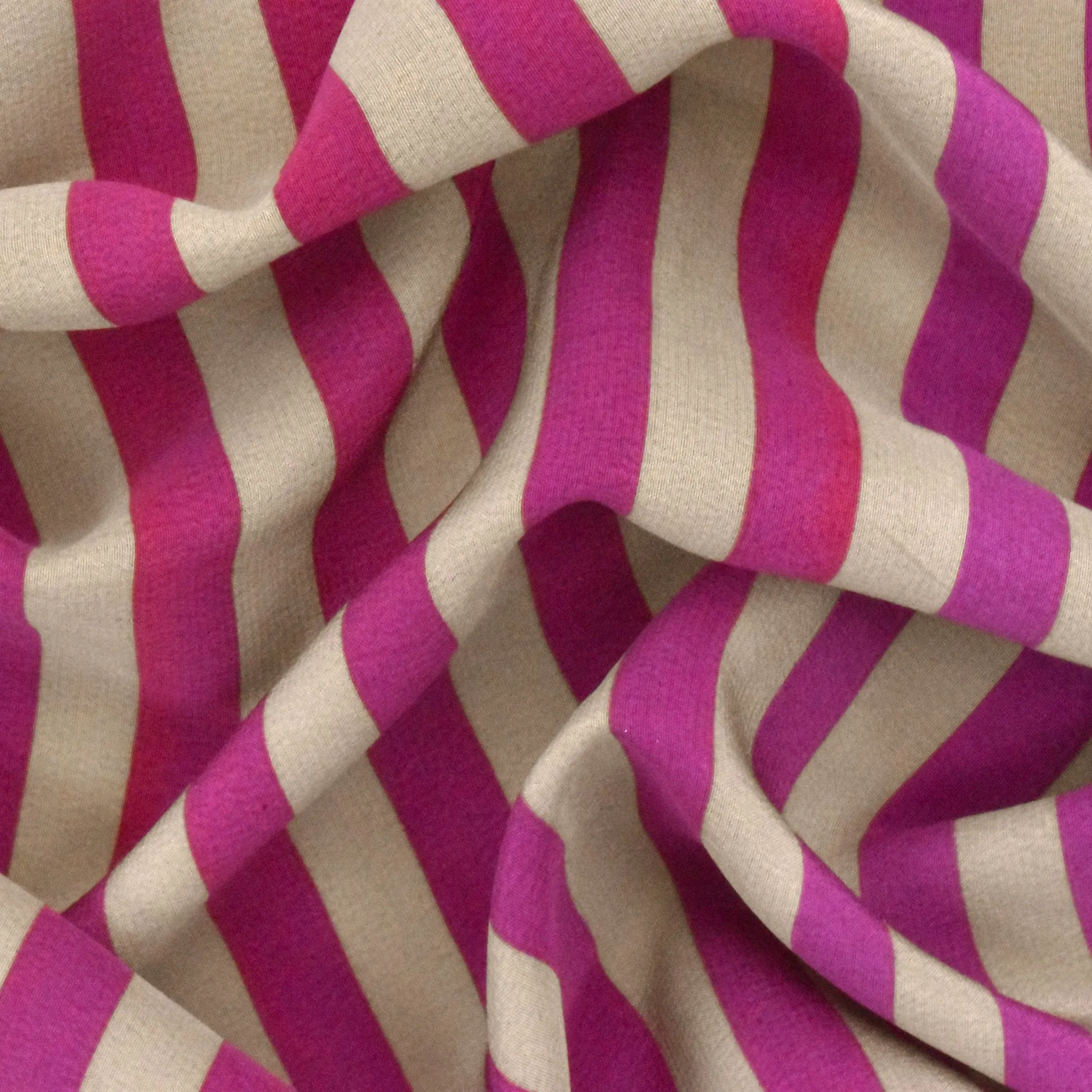 Pink-Purple-Taupe Stripe Printed Silk Faille Woven Fabric