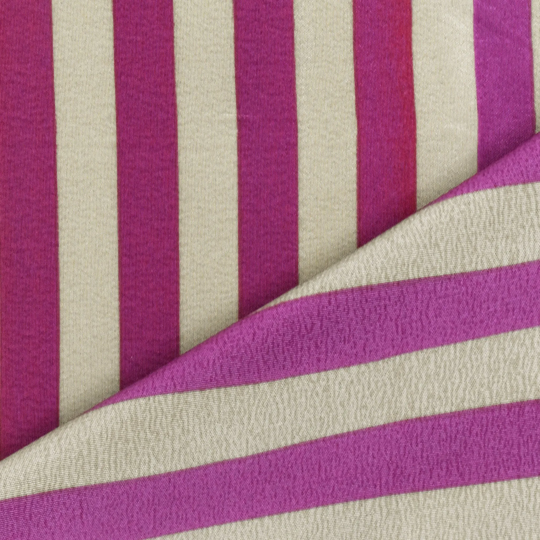 Pink-Purple-Taupe Stripe Printed Silk Faille Woven Fabric