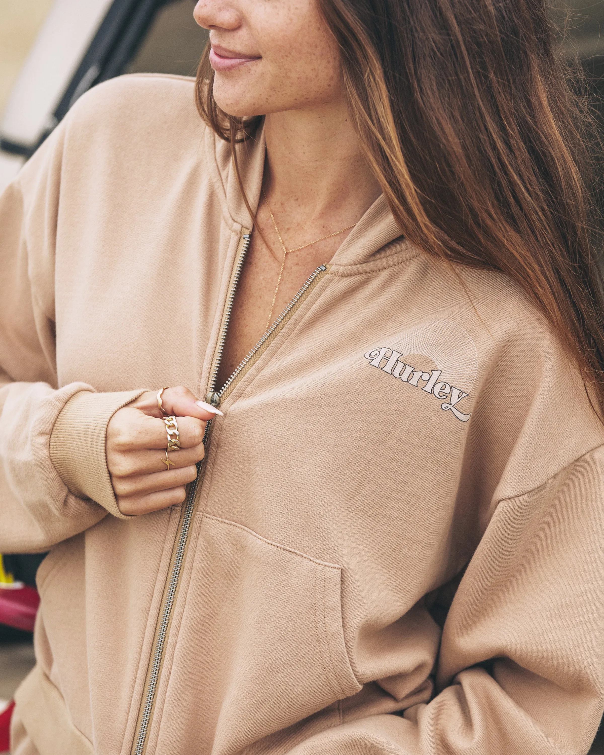 Playa Crop Zip Up Hoodie