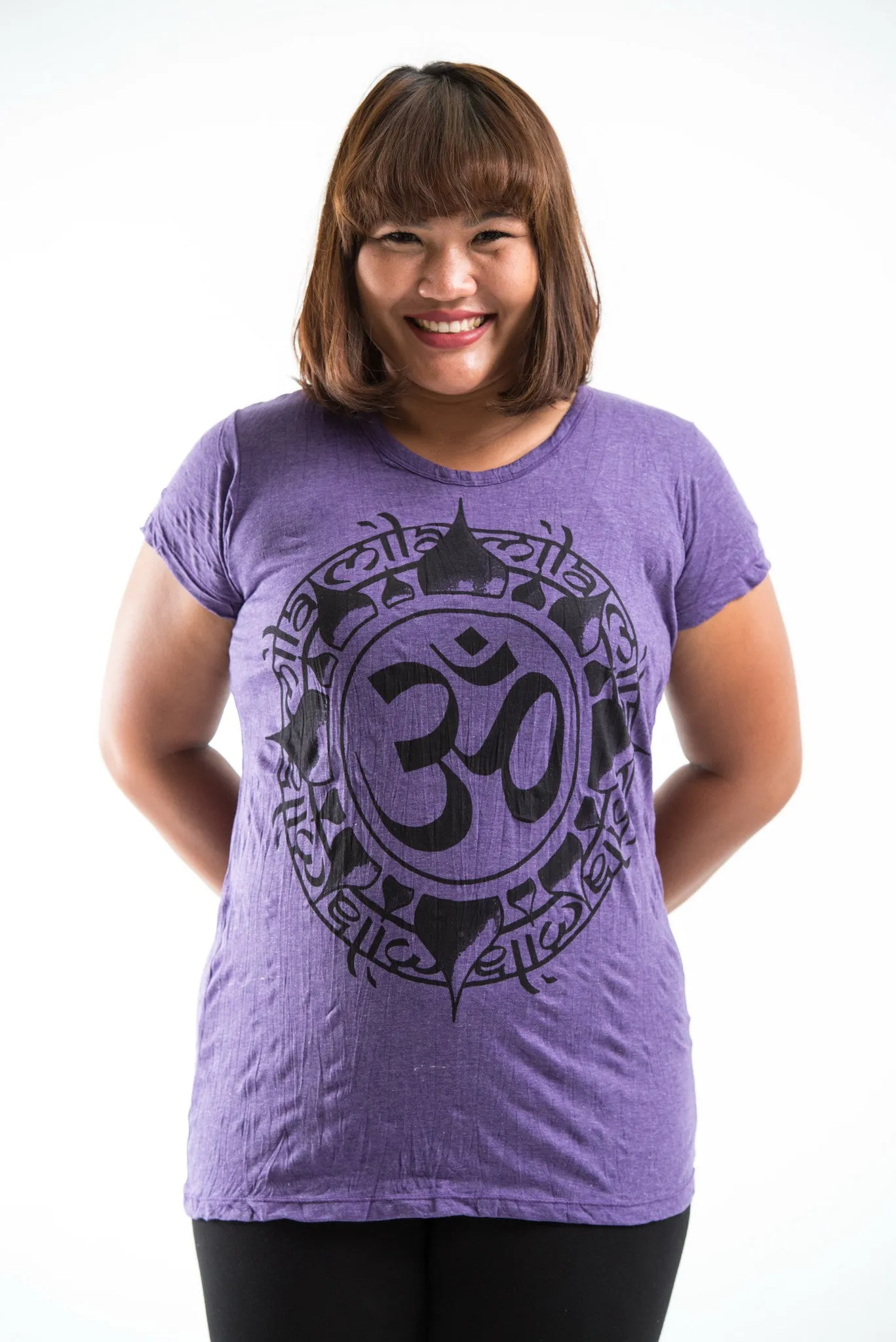 Plus Size Womens Infinitee Om T-Shirt in Purple