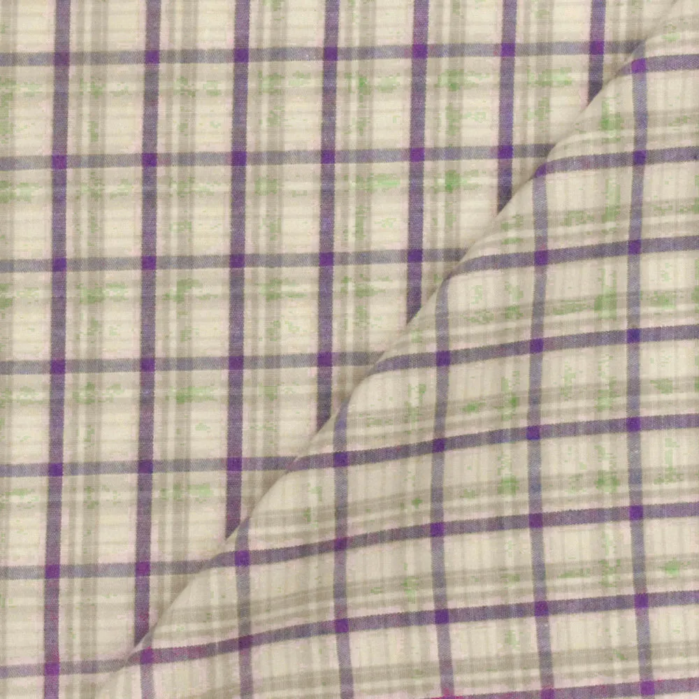 Purple-Lilac-Multi Madras Stretch Cotton Woven Fabric