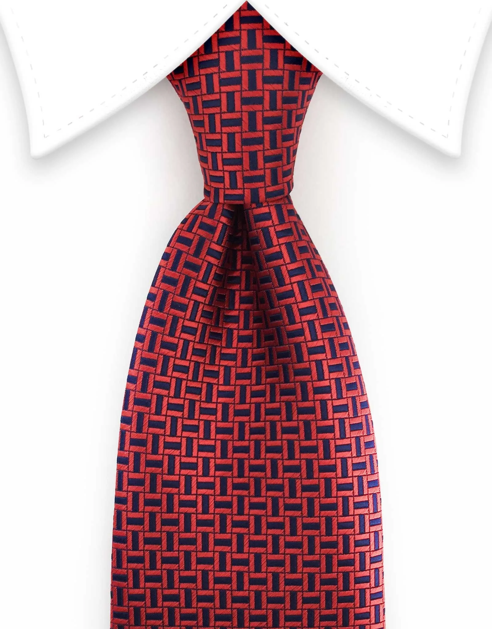 Red & Navy Blue Geometric Tie