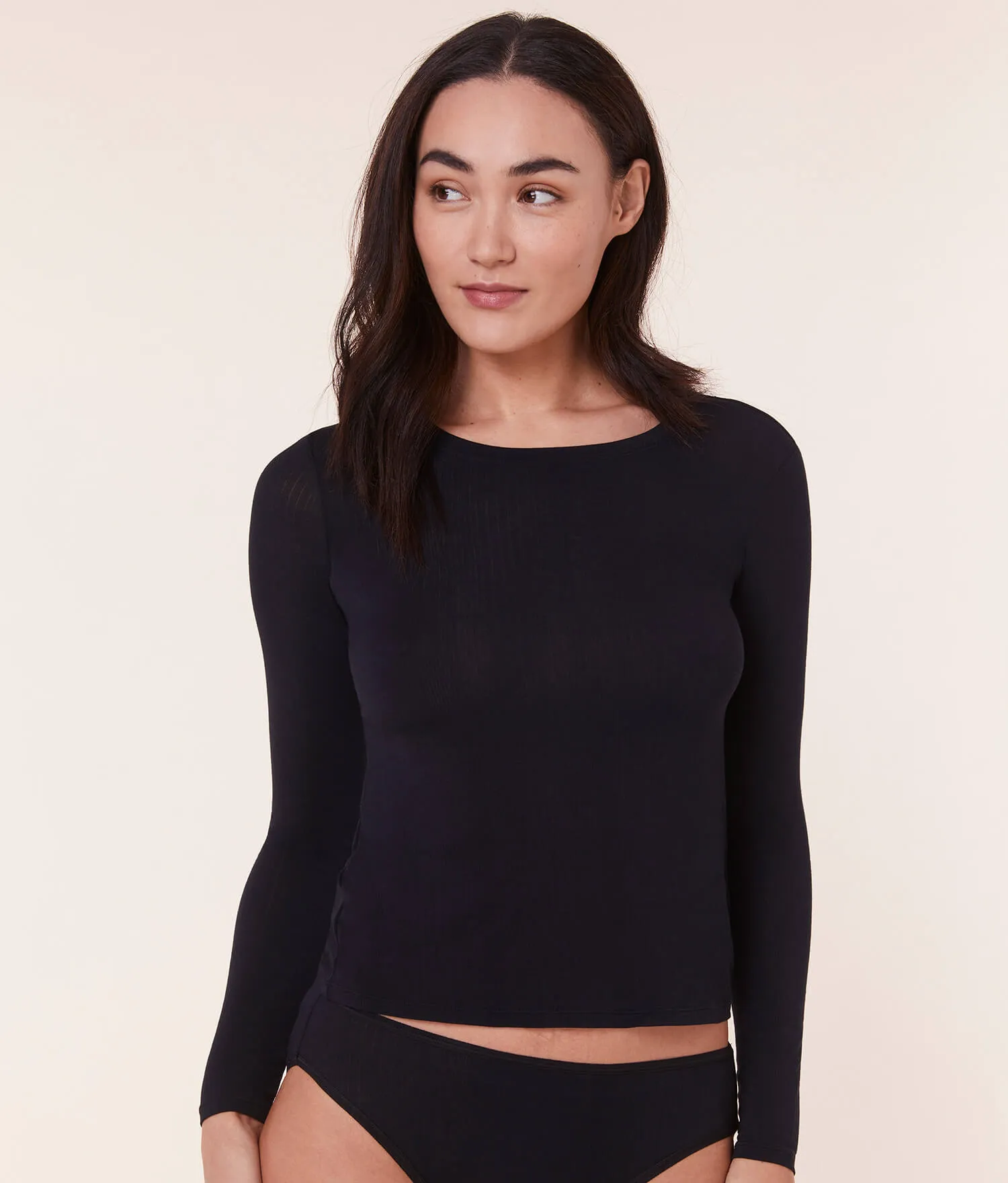 The Base Long Sleeve Top - Cloud - Black