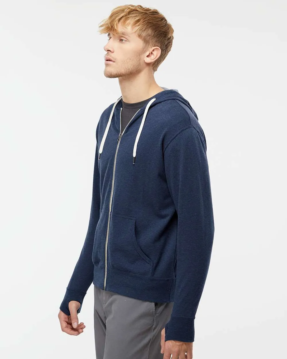 Unisex Heathered French Terry Full-Zip Hooded Sweatshirt